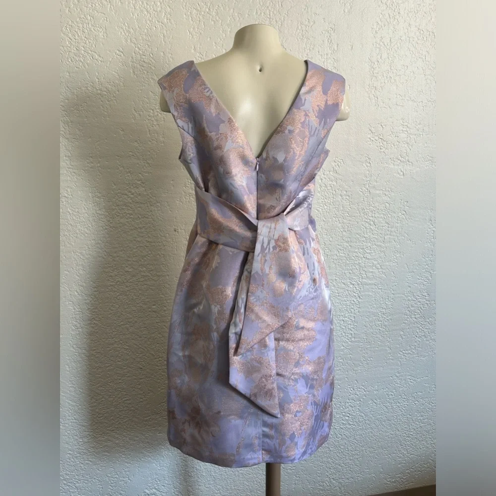 Adrianna Papell Pink and Gold Floral Midi Dress - Picture 4 of 16